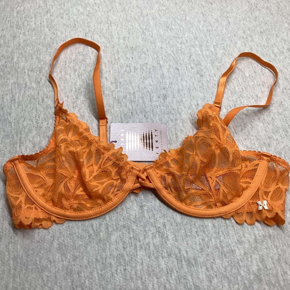 Savage X Fenty Orange Lace Bra